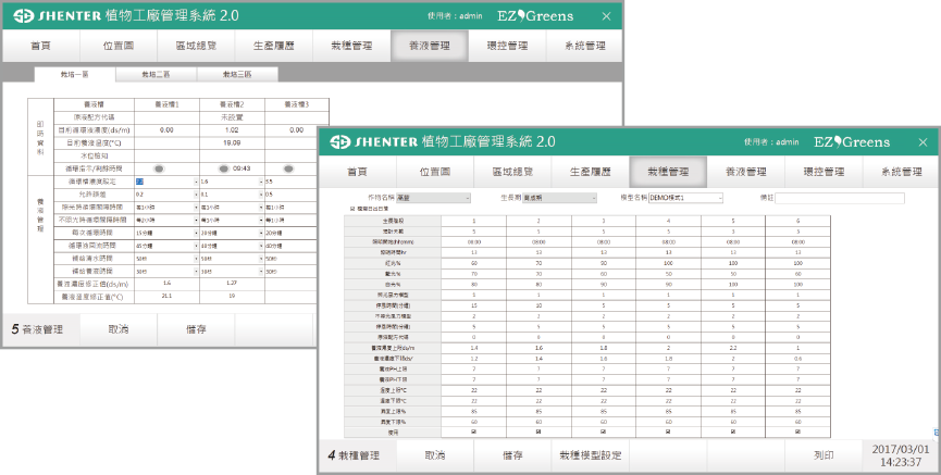 提供栽種管理表單儲存及修改功能介面，透過設定表單之內容，便能掌握該作物之生長技術、品質、品相等。